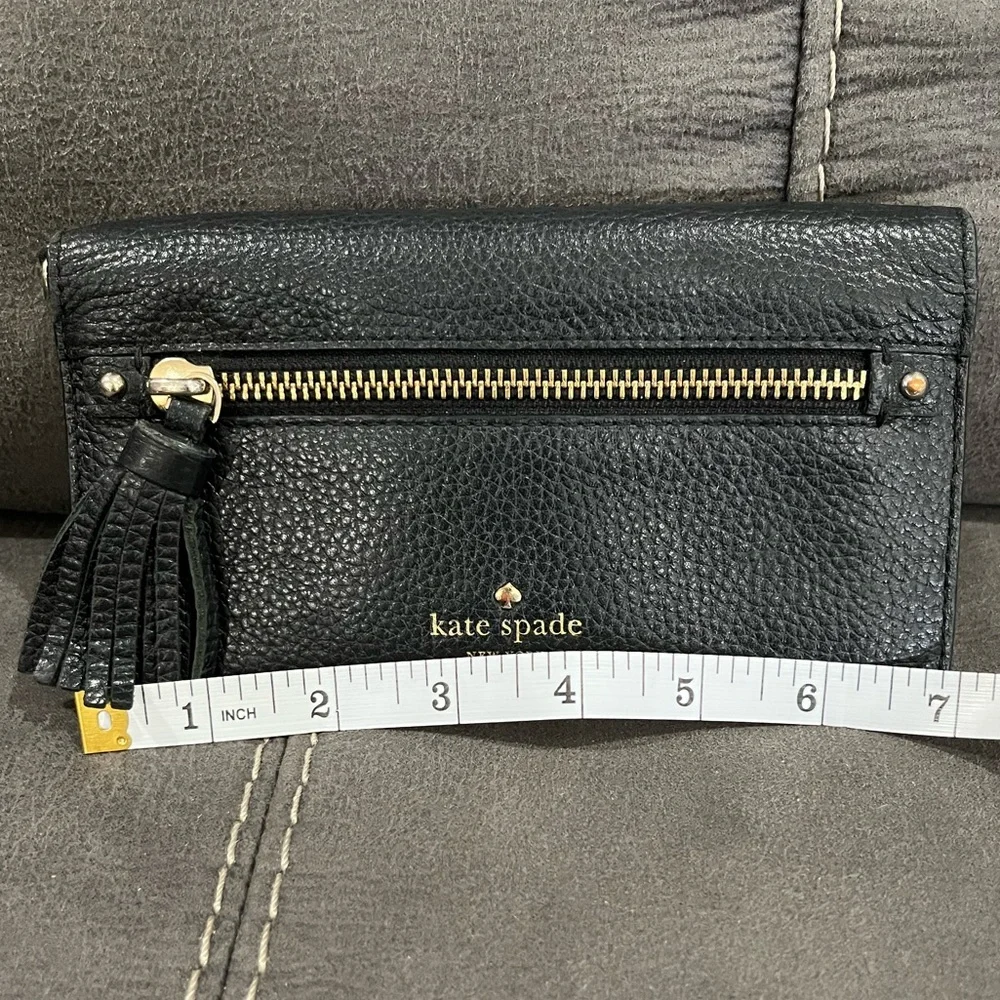 Kate Spade Black Leather Clutch with Gold Accents - Picture 1 of 7